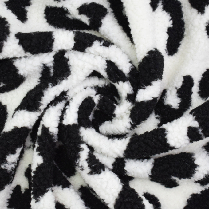 Teddy pluche animal print, gebroken wit