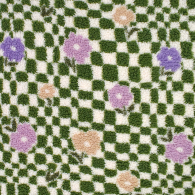 Teddy pluche checked flowers, groen