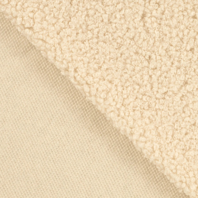 Tissu sherpa peluche teddy cloudy, blanc nature