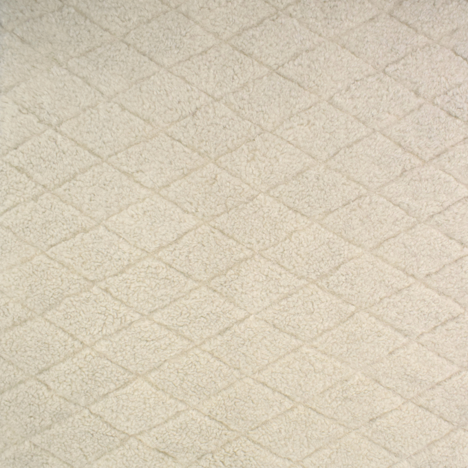 Tissu sherpa peluche teddy Losanges diamonds, écru
