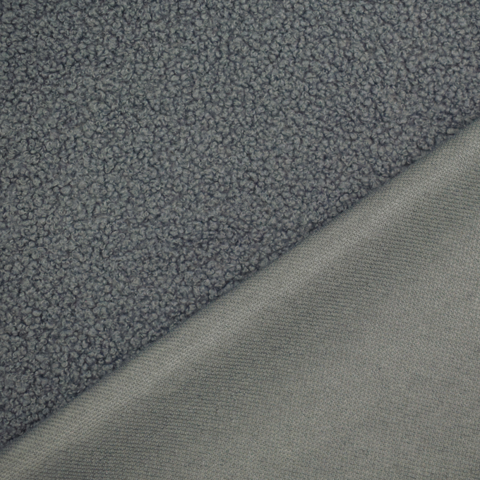 Tissu sherpa peluche teddy léger, gris foncé