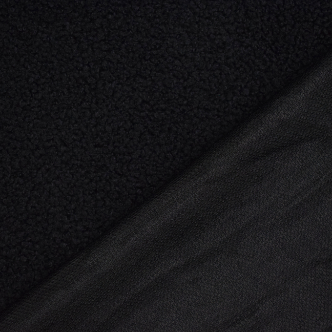 Tissu sherpa peluche teddy léger, noir