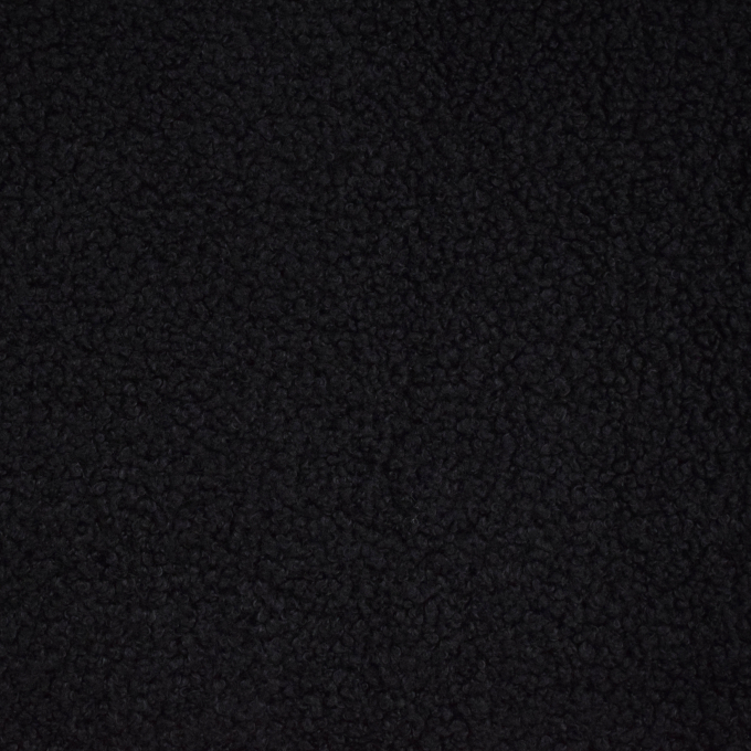 Tissu sherpa peluche teddy léger, noir