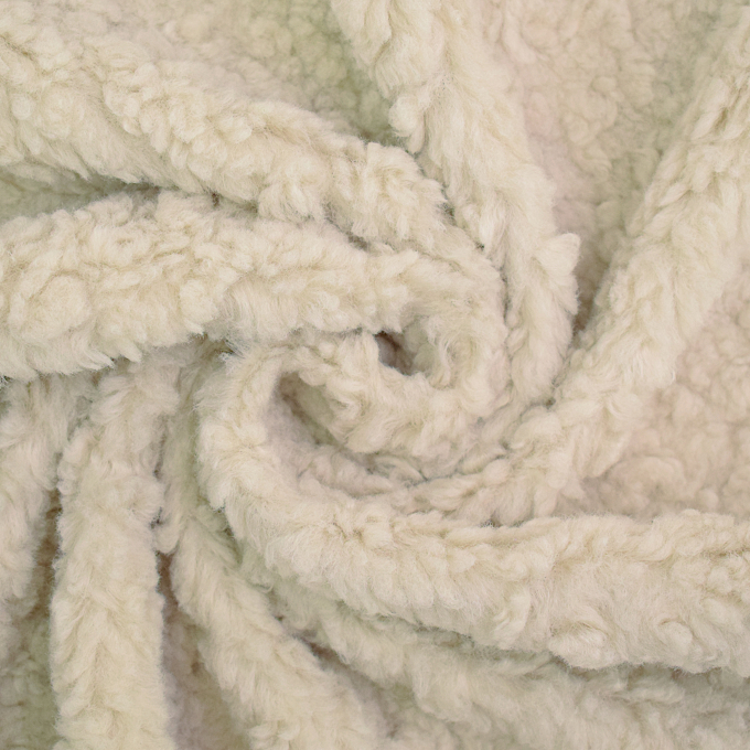 Tissu sherpa peluche teddy uni, beige