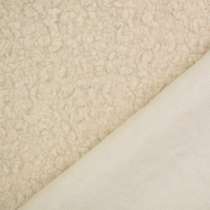Tissu sherpa peluche teddy uni, beige