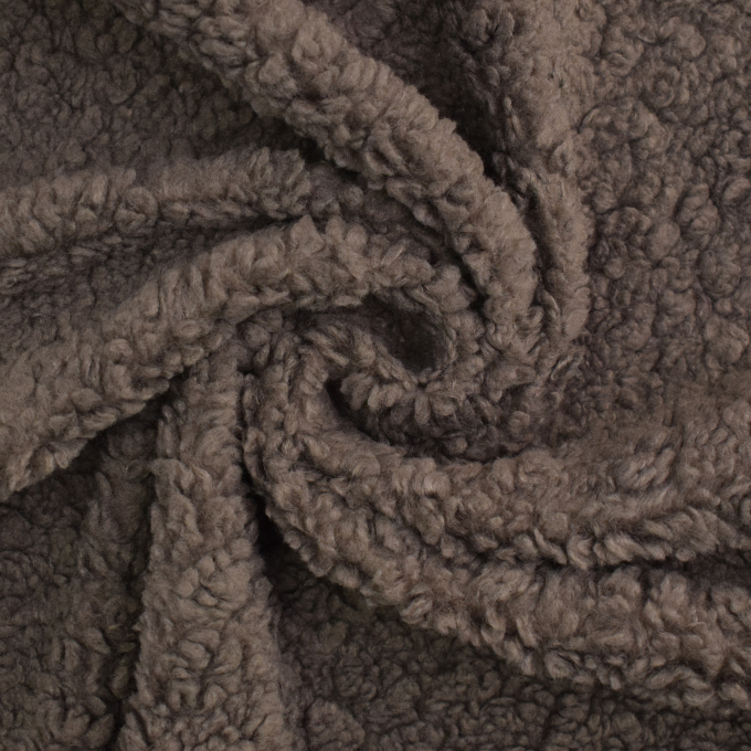 Tissu sherpa peluche teddy uni, marron