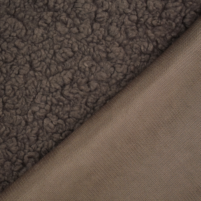 Tissu sherpa peluche teddy uni, marron