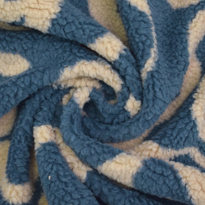 Teddy pluche waves, jeansblauw