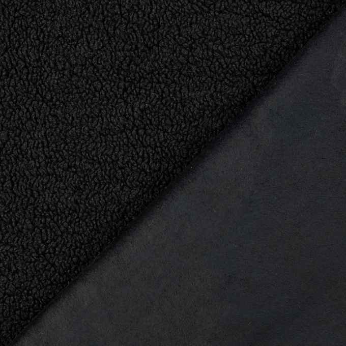 Tissu sherpa peluche teddy envers suédine, noir