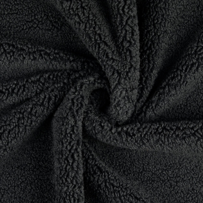 Tissu sherpa peluche teddy envers suédine, noir