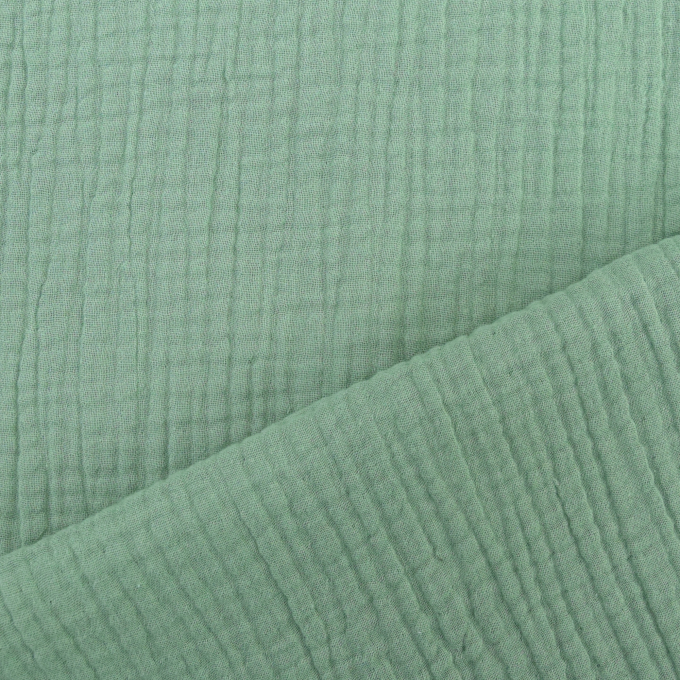Katoenen mousseline triple gauze, vaalgroen