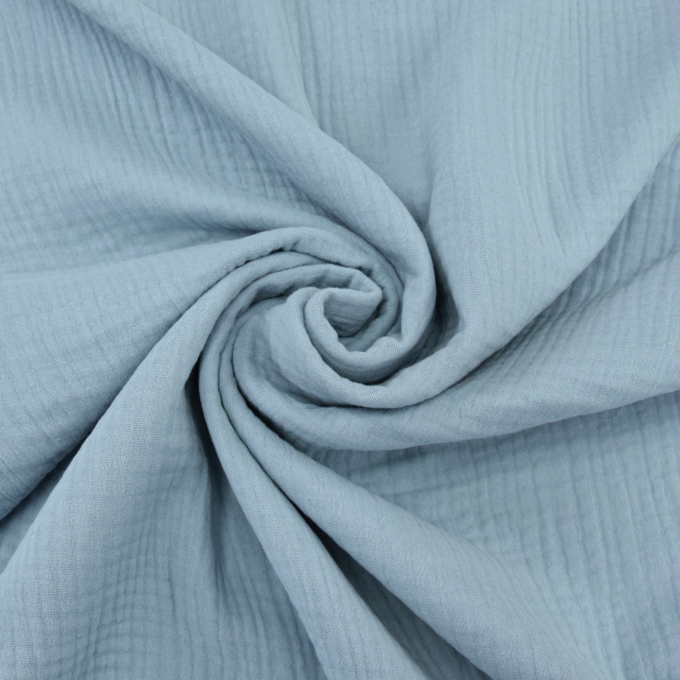 Tissu triple gaze de coton, gris bleu