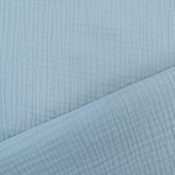 Tissu triple gaze de coton, gris bleu