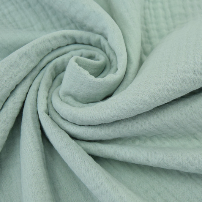 Tissu triple gaze de coton, menthe clair