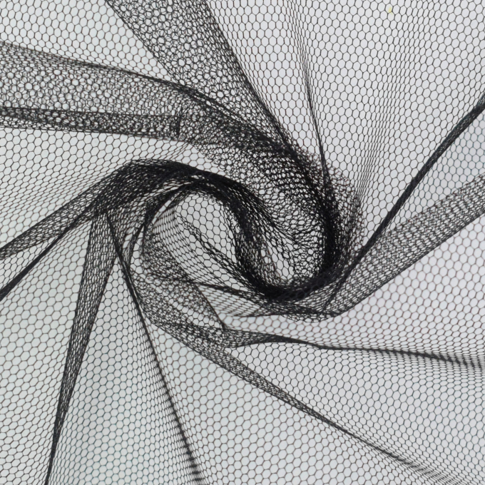 Tissu tulle uni, noir