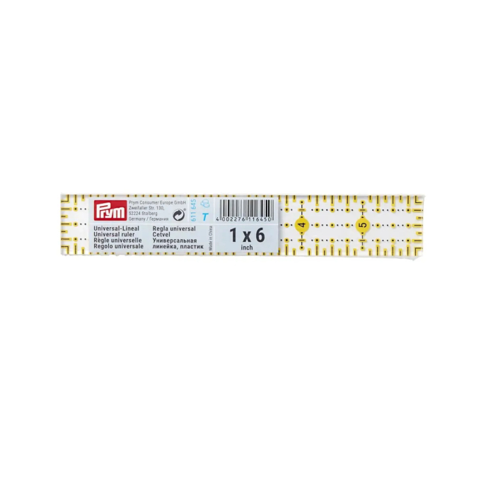 Universal Ruler with inch scale 1 x 6 inch