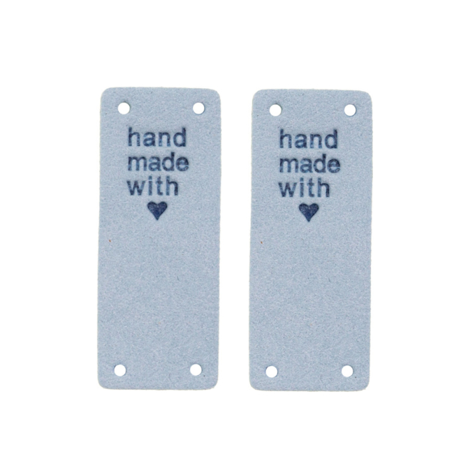 2 Étiquettes pliable en similicuir Handmade with Love, bleu clair