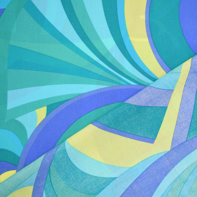 Viscose Cotton Voile Graphic, turquoise