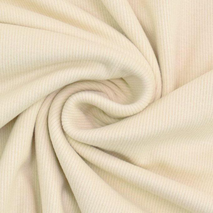Tissu jersey viscose côtelé gratté brushed, crème