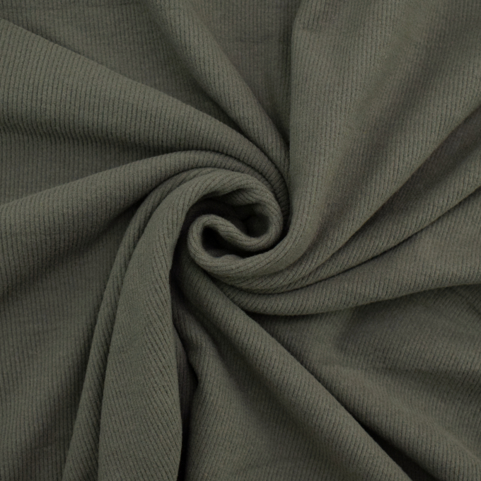 Viscose fijne ribjersey brushed, grijsgroen
