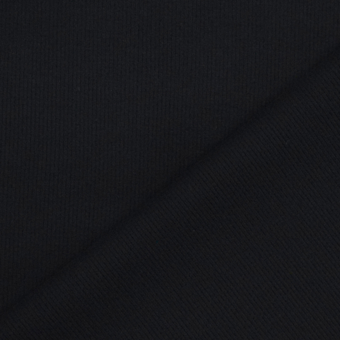 Viscose fijne ribjersey brushed, zwart