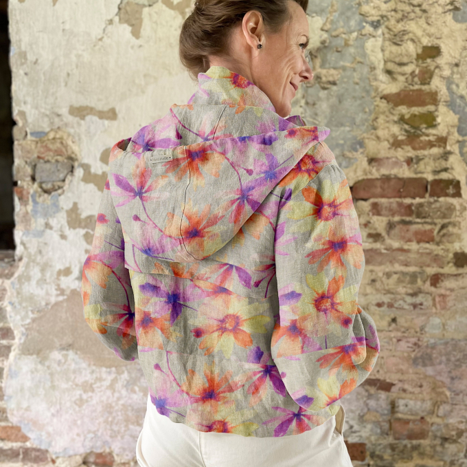 Viscose Linnen Flower Paradise, naturel