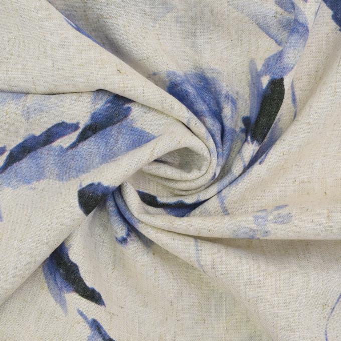 Viscose Linnen Flower Rain, blauw
