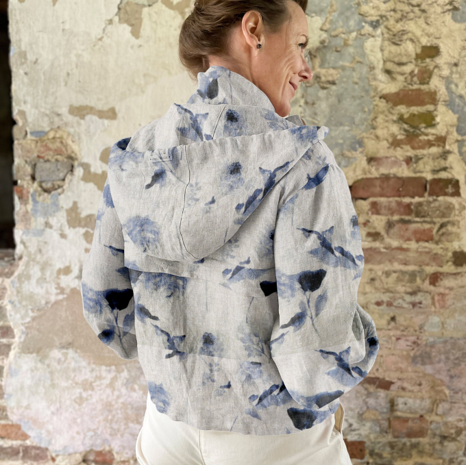 Viscose Linnen Flower Rain, blauw