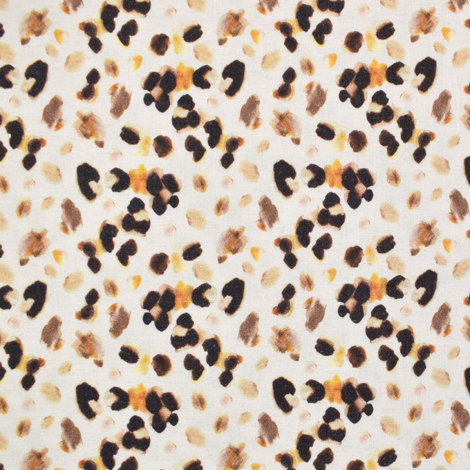 Tissu crêpe viscose lin Léopard Animal Skin, beige