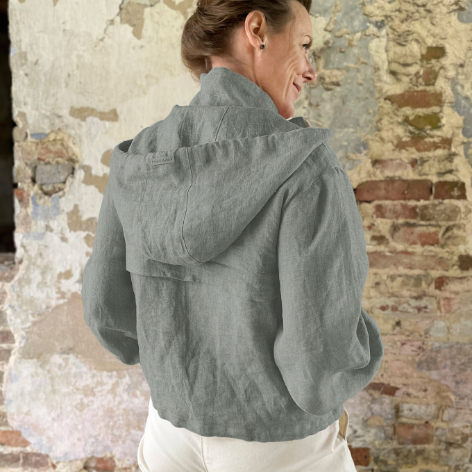 Viscose linnen mix uni, grijsgroen