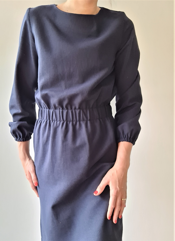 Viscose linnen mix uni, marineblauw