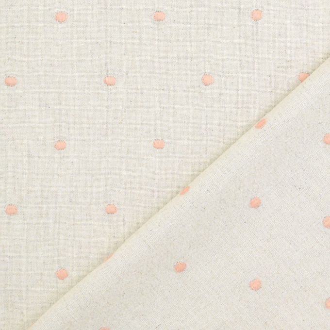 Viscose Linnen borduurwerk dots, zalmroze