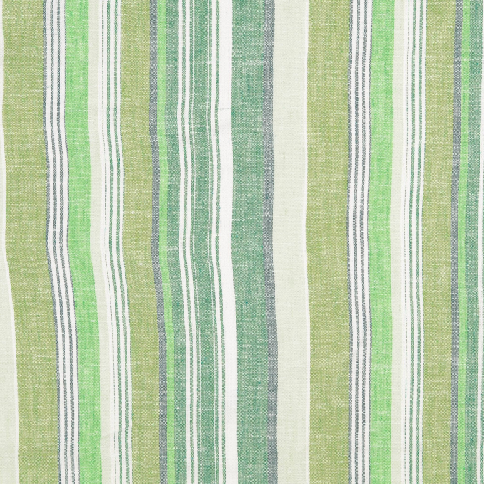 Tissu lin viscose rayé, vert foncé