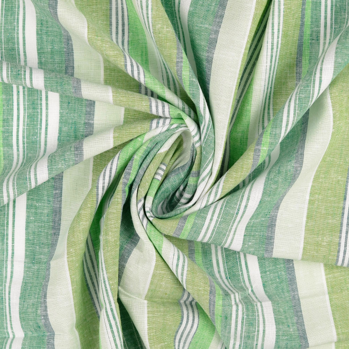 Tissu lin viscose rayé, vert foncé