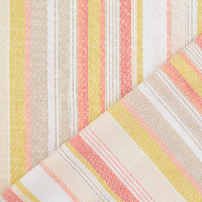 Tissu lin viscose à rayures, jaune