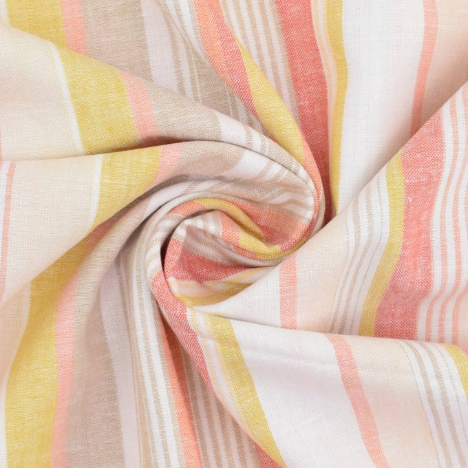Tissu lin viscose à rayures, jaune