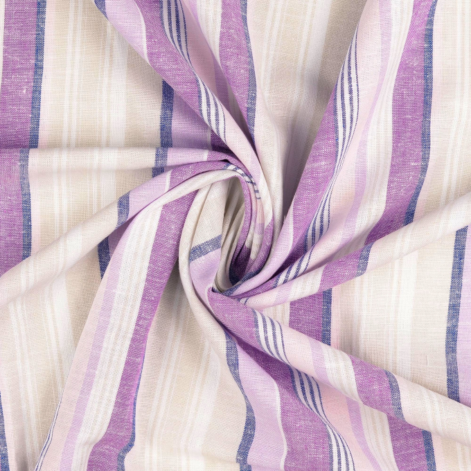 Tissu lin viscose rayé, pourpre