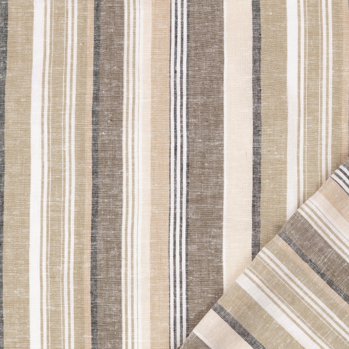 Tissu lin viscose rayé, sable