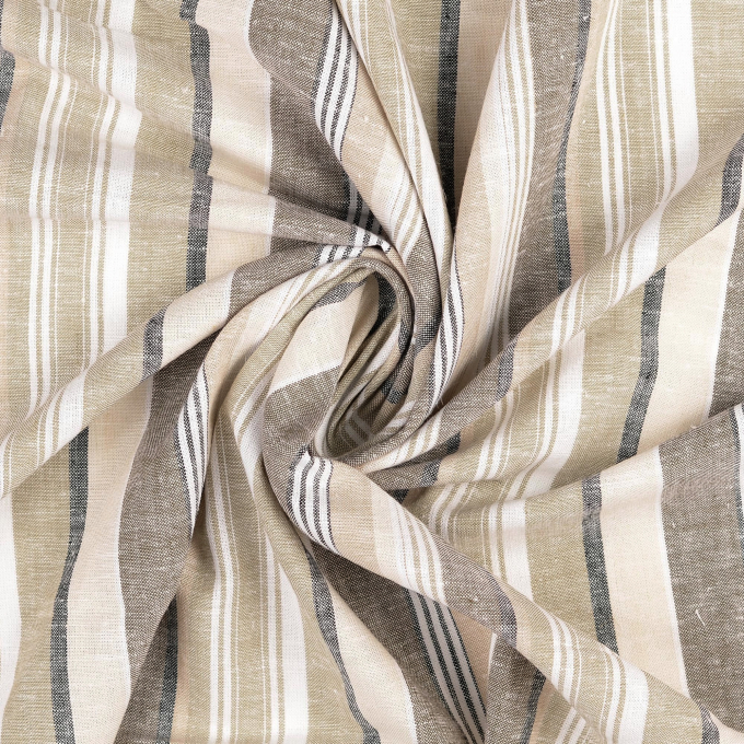 Tissu lin viscose rayé, sable