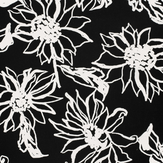 Tissu lin viscose Fleurs de tournesol Sunflowers, noir