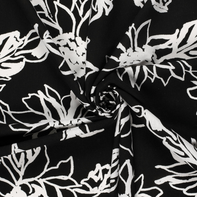Tissu lin viscose Fleurs de tournesol Sunflowers, noir