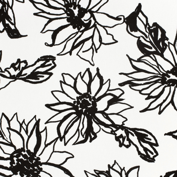 Viscose linnen sunflowers, wit
