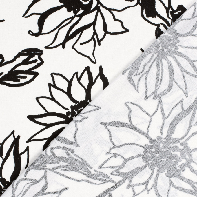 Viscose linnen sunflowers, wit