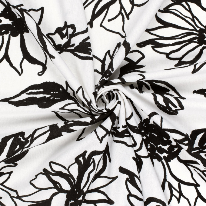 Viscose linnen sunflowers, wit