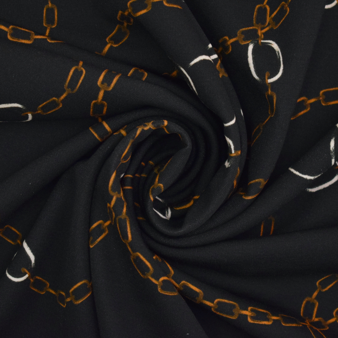 Tissu jersey viscose mélangé Chaînes Chains, noir