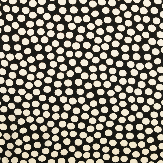 Tissu viscose popeline à pois dots, noir