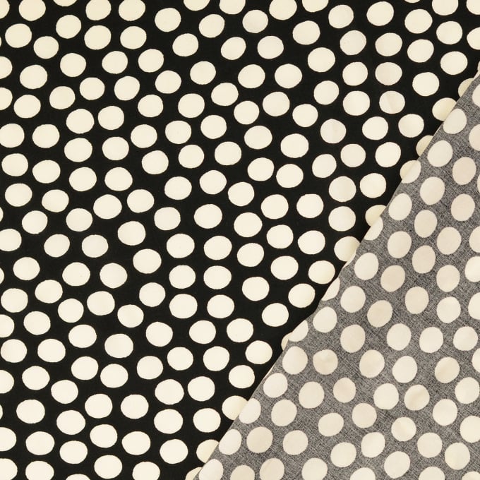 Tissu viscose popeline à pois dots, noir