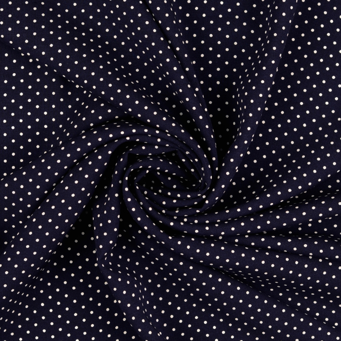Tissu viscose popeline à points Mini, bleu marine