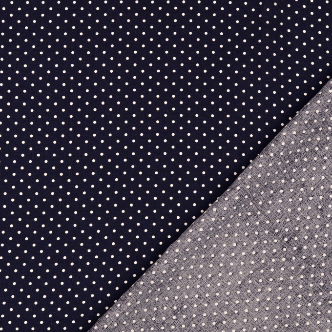 Tissu viscose popeline à points Mini, bleu marine