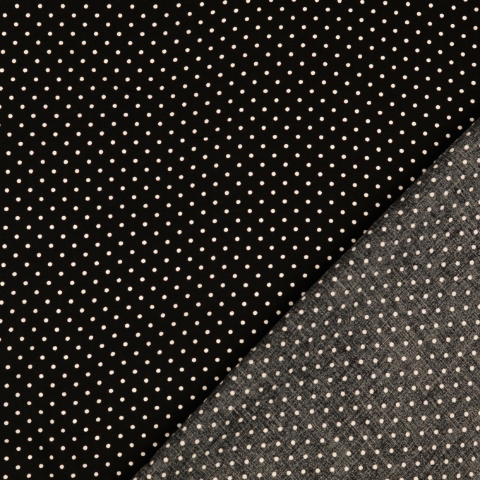 Tissu viscose popeline à pois Mini, noir